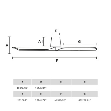 FARO HEYWOOD TUB LED L Ventilador Negro-Nogal