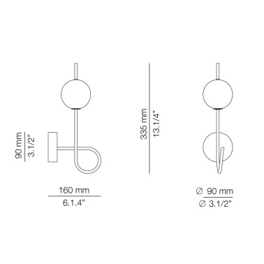 ESTILUZ LOOP Aplique de Pared Negro Mate