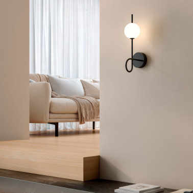 ESTILUZ LOOP Aplique de Pared Negro Mate