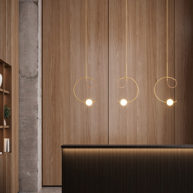 ESTILUZ LOOP Colgante Superficie Oro Metálico