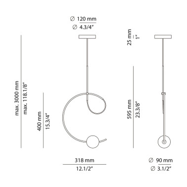 ESTILUZ LOOP Colgante Superficie Oro Metálico