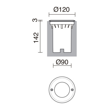 DOPO CLOT Empotrable de Suelo 5W IP67 Ø120