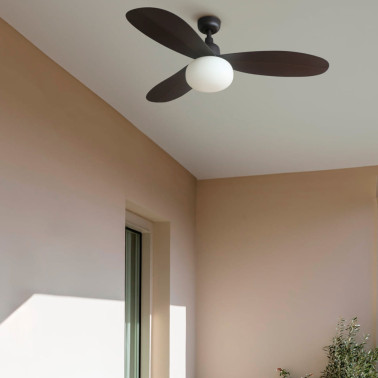 FARO PALMA M E27 Ventilador Marrón Oscuro IP44 TUYA
