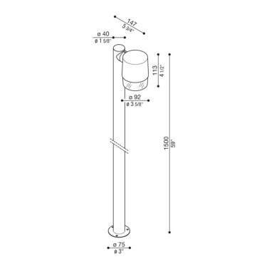 LOMBARDO KIT CLIC UP POST 40 H1500 GU10 Corten
