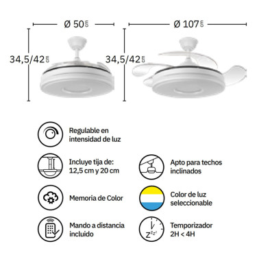 FABRILAMP DANI Ø108 Ventilador de Techo Blanco