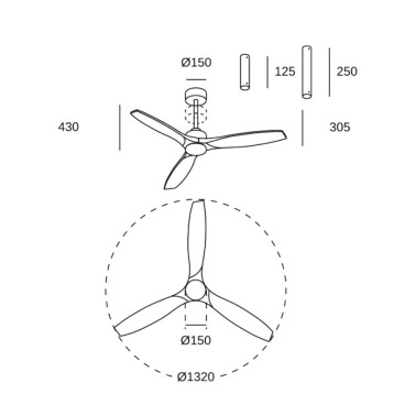 FORLIGHT STEM EVO LED Ventilador Negro-Blanco