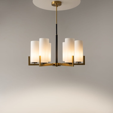 MAYTONI FORTANO 6L Lámpara de Araña Negro-Latón