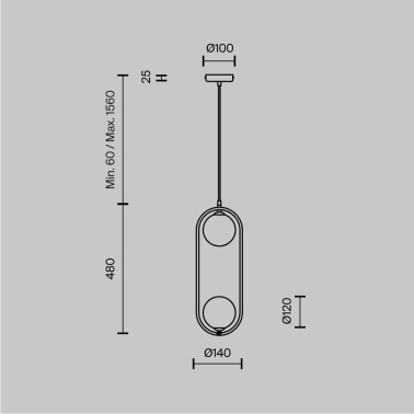 MAYTONI RING Lámpara Colgante 2L Latón-Blanco