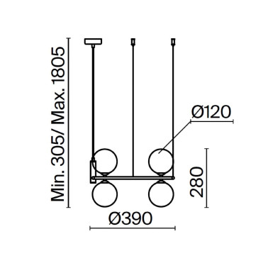 MAYTONI RING Lámpara Colgante 4L Negro-Blanco