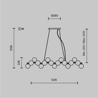 MAYTONI DALLAS 25L Colgante Lineal Cromo-Smoky