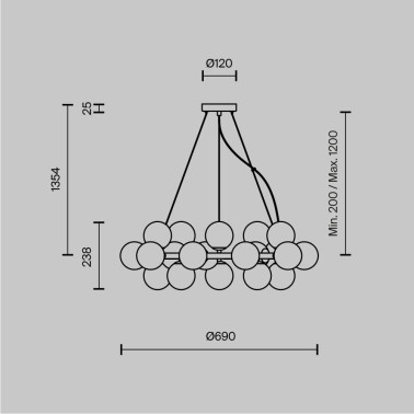 MAYTONI DALLAS 25L Colgante Cromo-Smoky