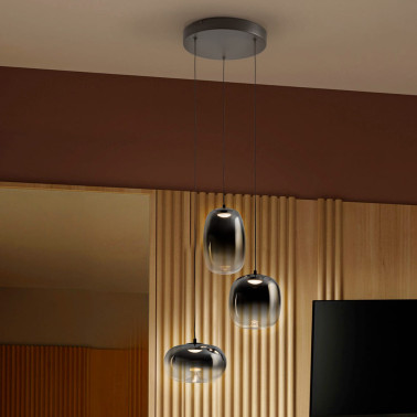 SCHULLER ONICE Colgante 3L Negro-Smoky D30