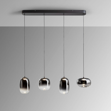 SCHULLER ONICE Colgante Lineal 4L Negro-Smoky