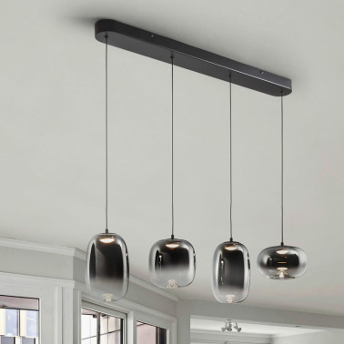 SCHULLER ONICE Colgante Lineal 4L Negro-Smoky