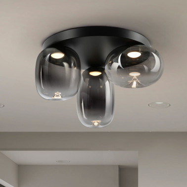 SCHULLER ONICE Plafón 3L Negro-Smoky