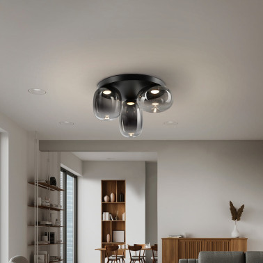SCHULLER ONICE Plafón 3L Negro-Smoky