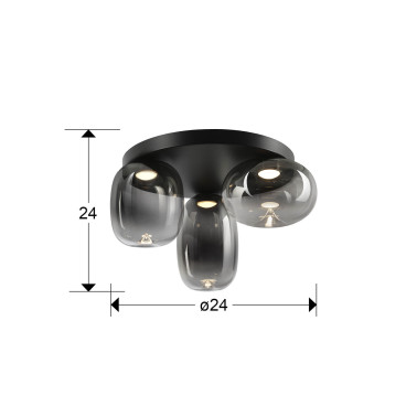 SCHULLER ONICE Plafón 3L Negro-Smoky