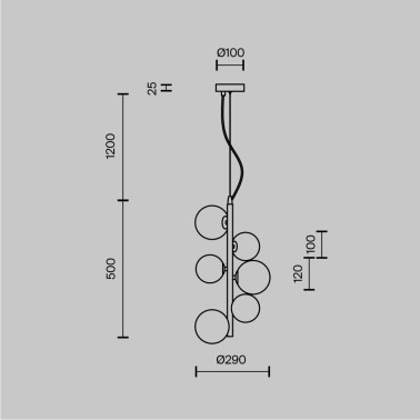 MAYTONI DALLAS 6L Colgante Vertical Cromo-Smoky