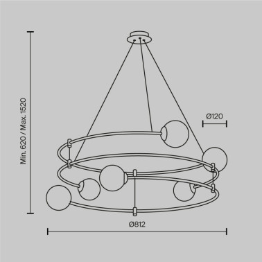 MAYTONI BALANCE 812 Colgante Negro 6L