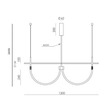 AROMAS CRAM Colgante de Arco Doble con Tiras LED