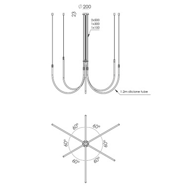 AROMAS CRAM Colgante de Arco con 6 Tiras LED