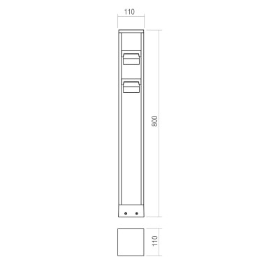 REDO XROCK H80 Baliza con Proyectores Corten 2x9W IP65