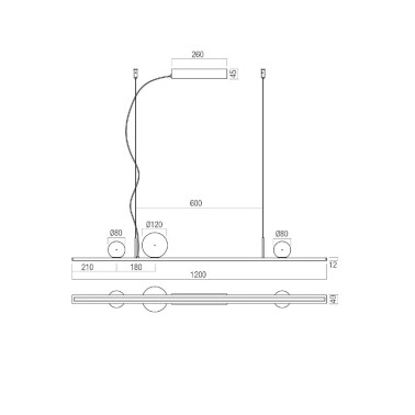 REDO DUNE 1200 Colgante Negro 3000K