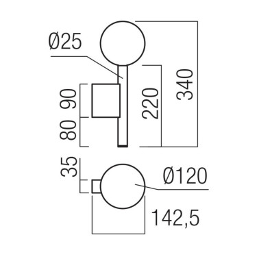 REDO BOLLA LED Aplique Negro
