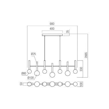 REDO BOLLA LED 980 Colgante Café CCT
