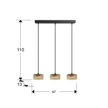 I3 OLAIA Colgante Negro-Ámbar 3L