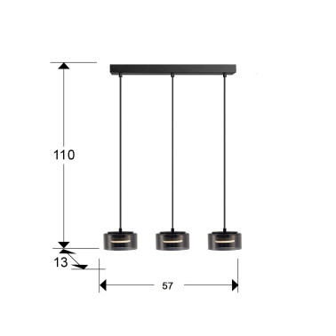 I3 OLAIA Colgante Negro-Smoky 3L