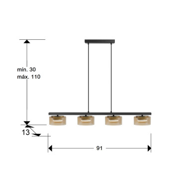 I3 OLAIA Colgante Negro-Ámbar 4L