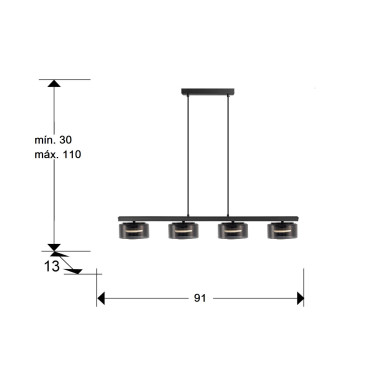 I3 OLAIA Colgante Negro-Smoky 4L