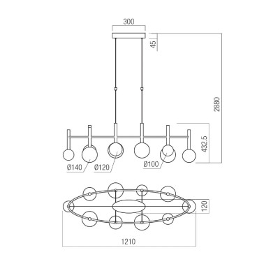 REDO BOLLA LED 1210 Colgante Negro CCT