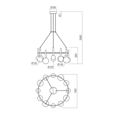 REDO BOLLA LED 840 Colgante Negro CCT