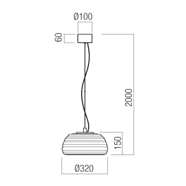 REDO ONDULA LED 320 Colgante Negro-Fumé