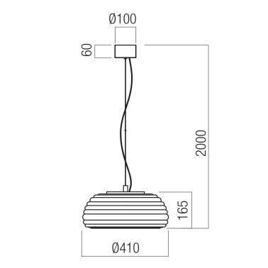 REDO ONDULA LED 410 Colgante Negro-Fumé