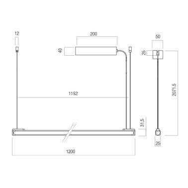 REDO CRISP LED 1200 Colgante Café
