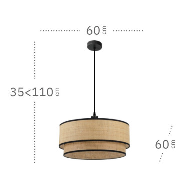 FABRILAMP ROQUE Colgante natural/negro Ø600