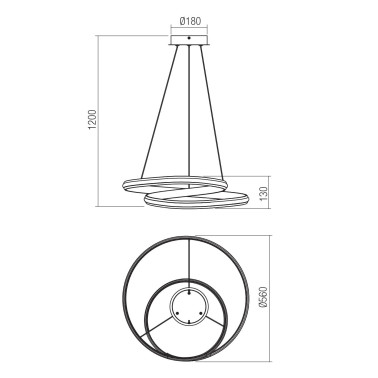 REDO TORSION LED Ø560 Colgante Varios Acabados CCT