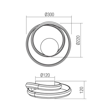REDO TORSION LED Ø300 Aplique-Plafón Varios Acabados CCT
