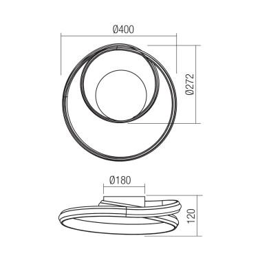 REDO TORSION LED Ø400 Aplique-Plafón Varios Acabados CCT