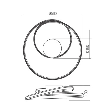 REDO TORSION LED Ø560 Aplique-Plafón Varios Acabados CCT