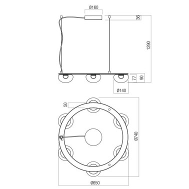 REDO SINCLAIR LED Ø800 8L Colgante Varios Acabados 3000K