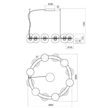 REDO SINCLAIR LED Ø800 12L Colgante Varios Acabados 3000K