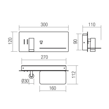 REDO BROOK LED 300 Aplique Derecho Varios Acabados 3000K