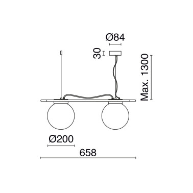 EXO LIGHTING OXY Colgante 2L Negro-Opal Alabastro