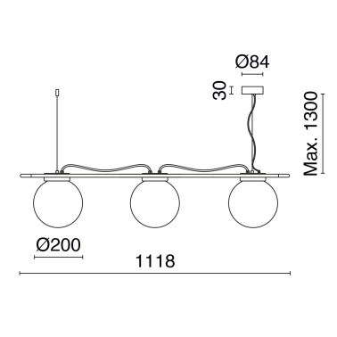 EXO LIGHTING OXY Colgante 3L Negro-Opal
