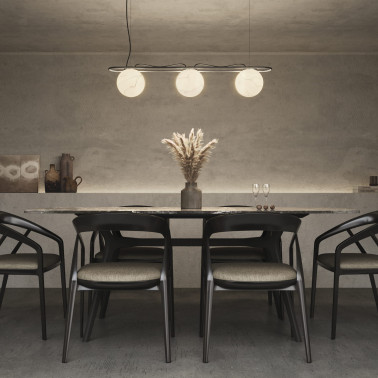 EXO LIGHTING OXY Colgante 3L Negro-Opal Alabastro