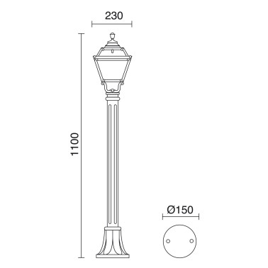 DOPO INDURA MINI 4 Baliza Clásica Negro IP55